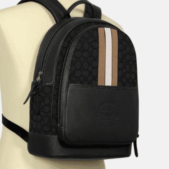 NWT Thompson Backpack In Signature Jacquard with Varsity Stripe - Picture 8 of 10